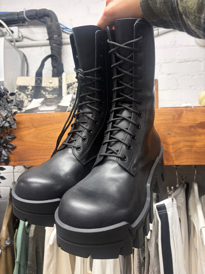Balenciaga ‘Bulldozer’ Black Patent Leather Platform Sole Boots