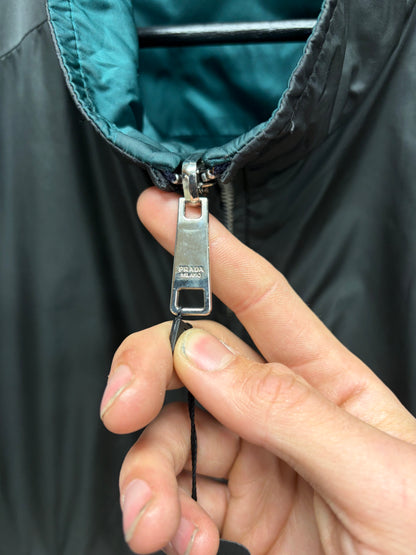 2000s Prada Reversible Grey/Blue Nylon Shell Track Jacket