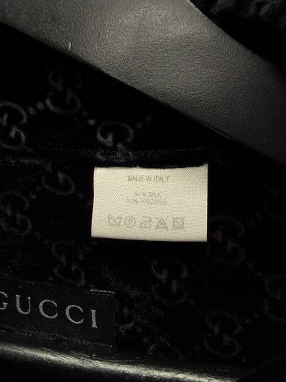 AW1997 Gucci by Tom Ford Black Velvet Monogram Button Up Shirt