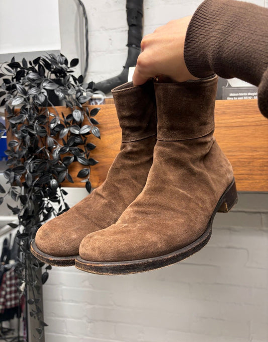 Yves Saint Laurent ‘Rive Gauche’ by Tom Ford ‘Accordion’ Brown Suede Boots