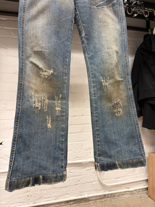2000s Dolce & Gabbana Dirt Washed Blue Low Rise Denim
