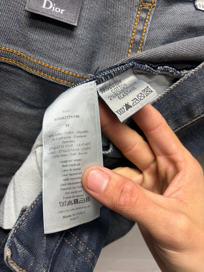 Dior Homme Raw Blue Skinny Jeans with Zip Closure Pockets
