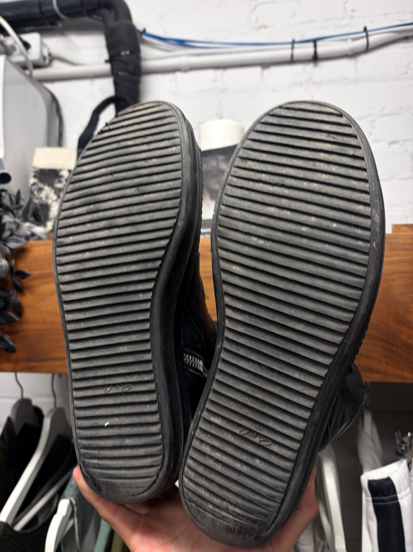 Rick Owens ‘Short Tongue’ Triple Black Geobasket High Top Sneakers