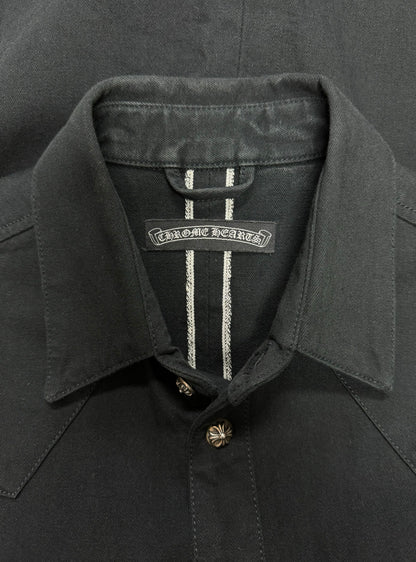 Chrome Hearts Leather Cross Patch Denim Western Shirt