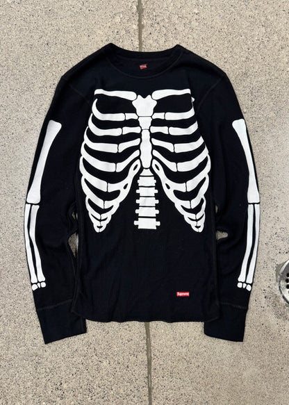 AW2024 Supreme x Hanes ‘Skeleton’ Thermal Black Long Sleeve Shirt