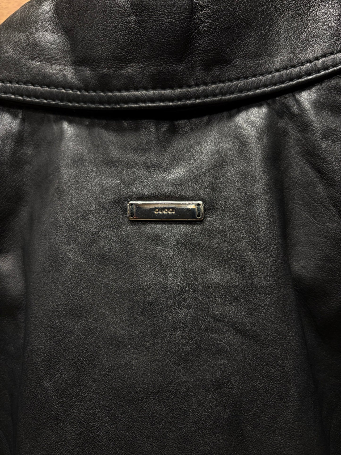 2000s Gucci Lambskin Leather Double Zip Collared Jacket
