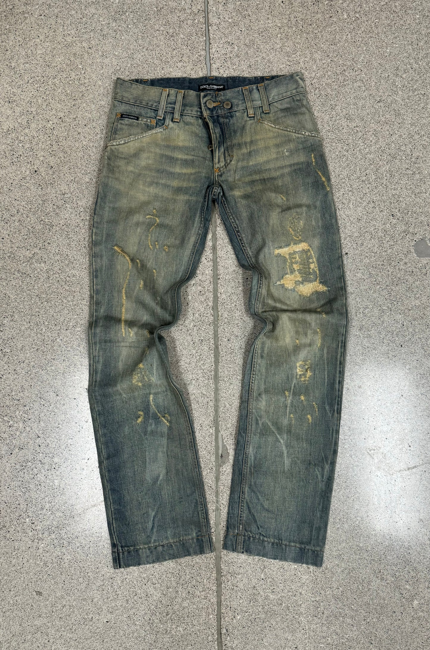 Dolce & Gabbana Dirt Wash Blue Bootcut Denim