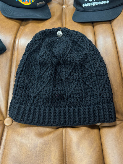 Chrome Hearts Cashmere Leather Cross Patch Knit Beanie