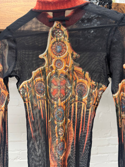 AW1998 Jean Paul Gaultier ‘Gothic’ Mesh/Wool Long Sleeve Top