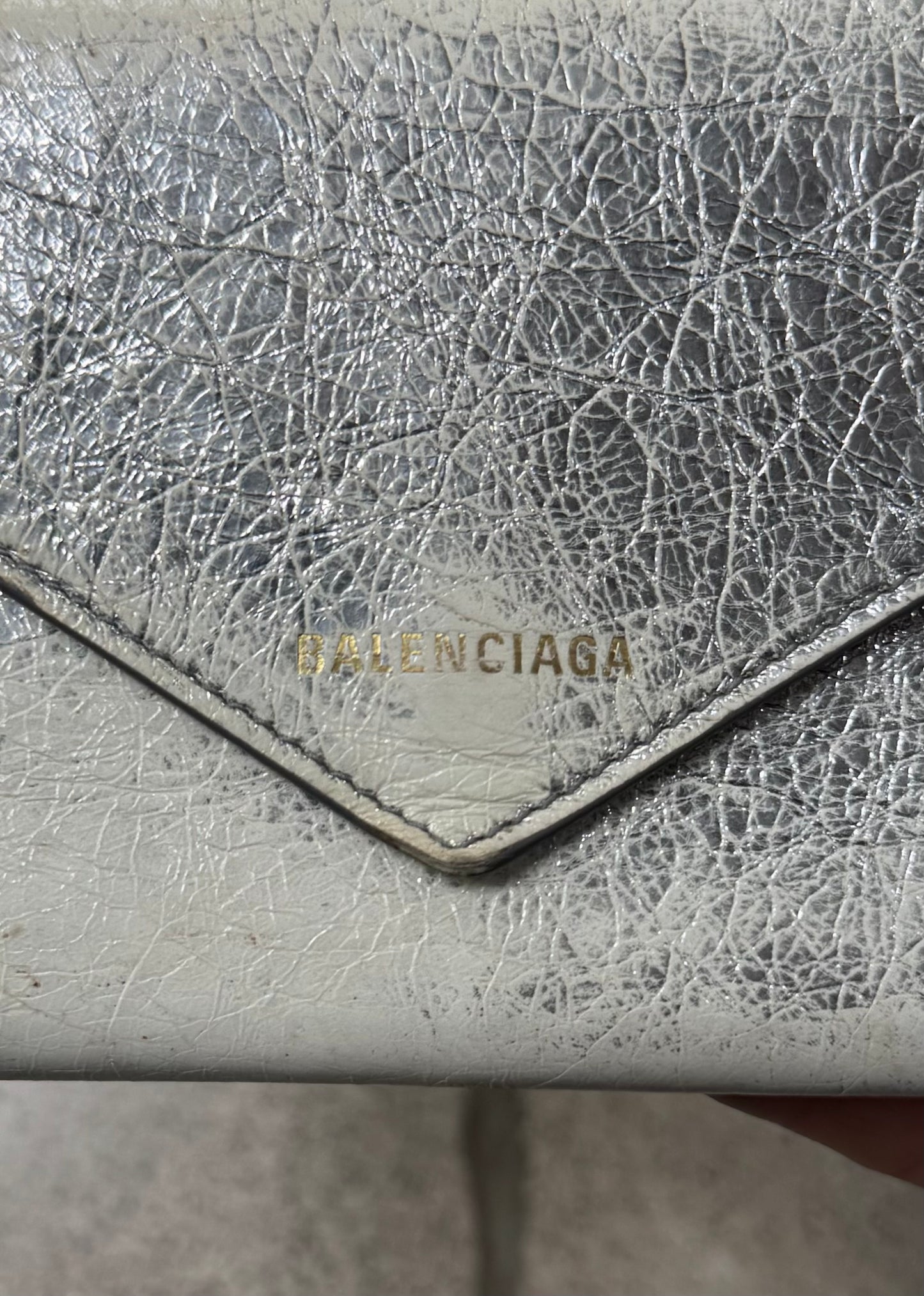 Balenciaga Silver Long Leather Wallet