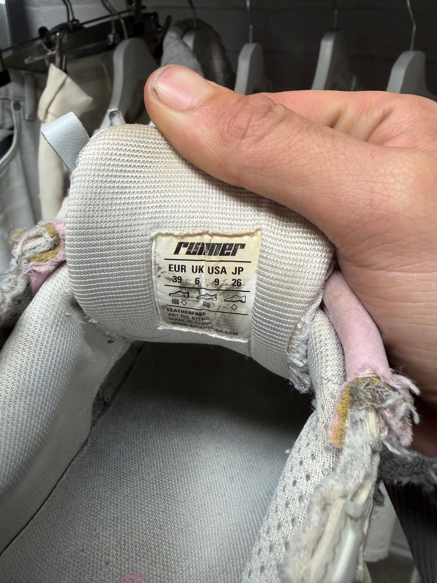 Balenciaga Pink/Grey ‘Track Runner’ Low Top Sneakers