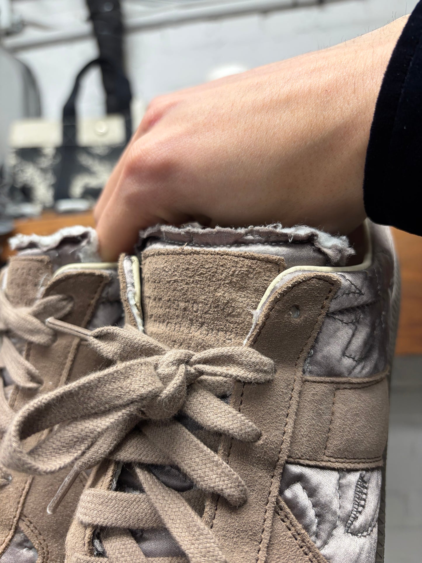 Maison Margiela Taupe Brown ‘G.A.T.’ Suede Low Top Sneakers