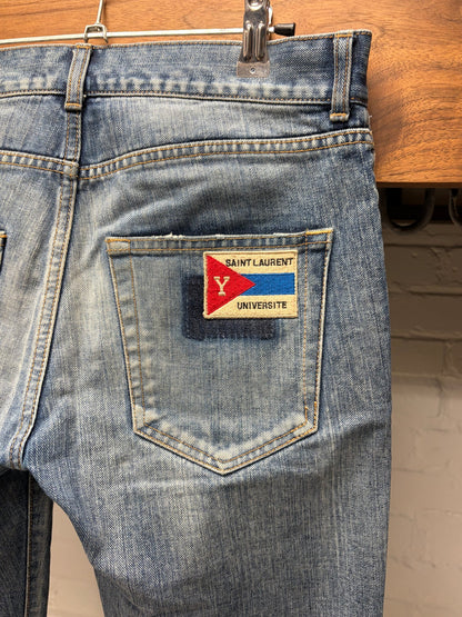 2017 Saint Laurent ‘Flag Patch’ D02 Light Wash Skinny Jeans