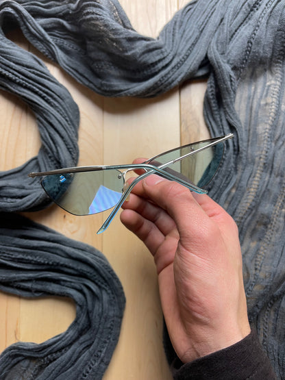 2000s Dior ‘Flash’ Half Rim Blue Tint Sunglasses