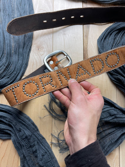 Tornado Mart Studded Silver Fur Logo Belt