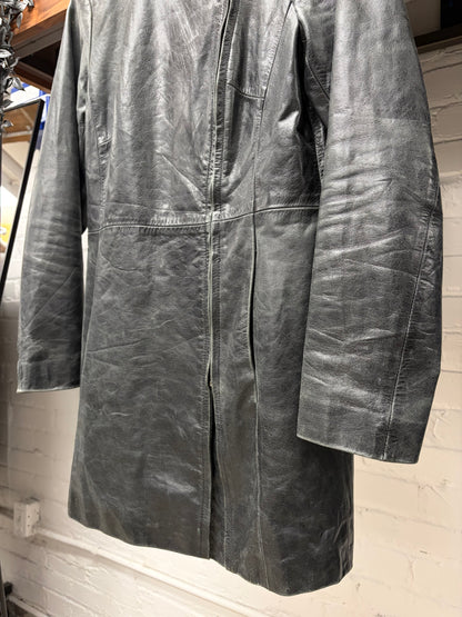 Gucci Stone Grey Calfskin Leather High Neck Zip Fencing Jacket