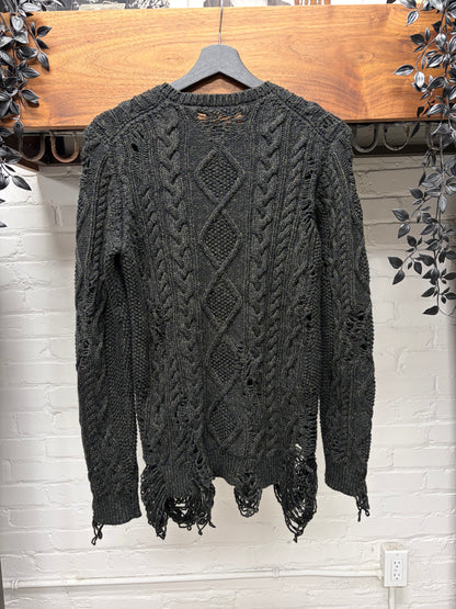Miharayasuhiro ‘Thrash Distressed’ Wool Cable Knit Sweater