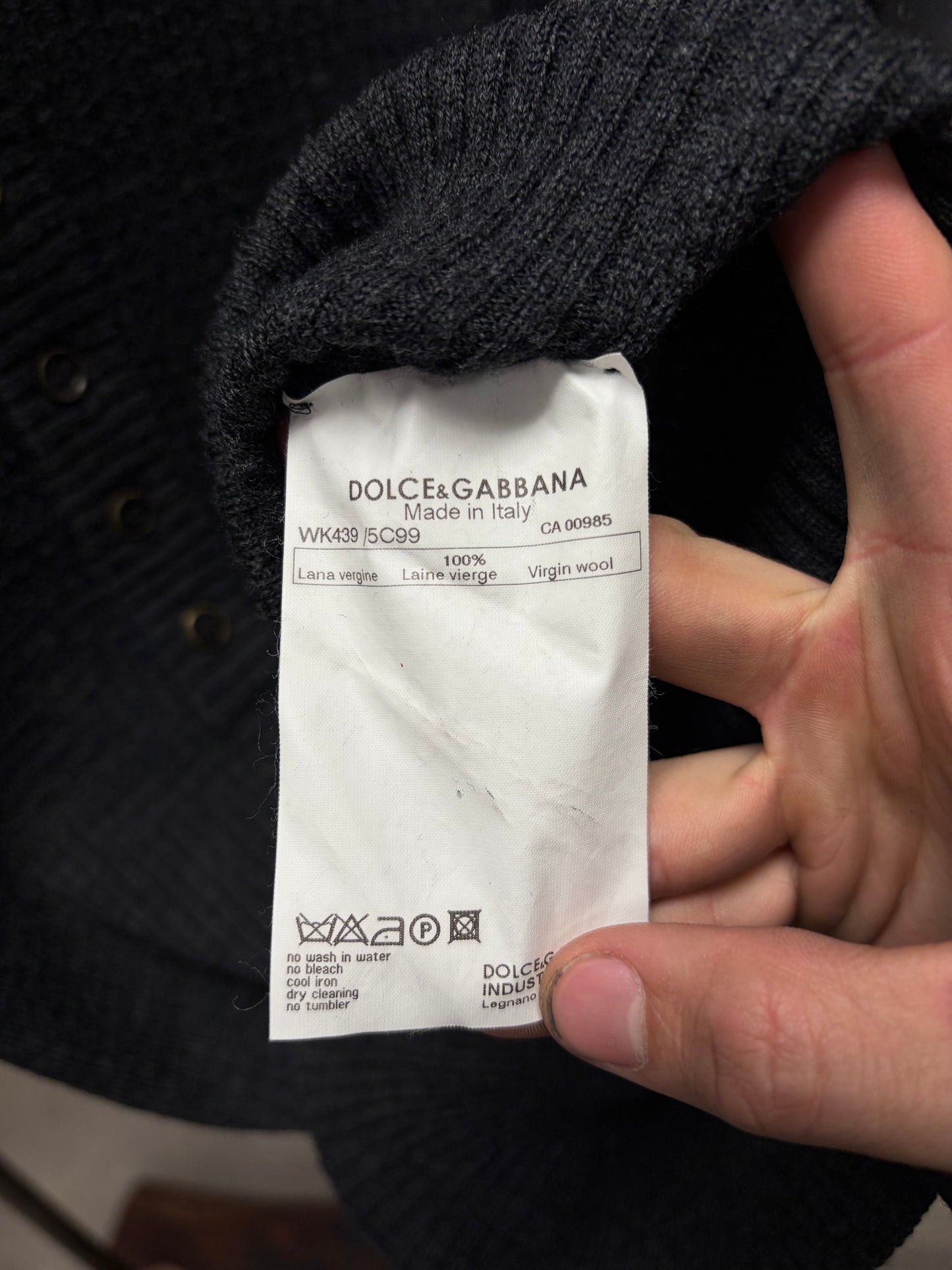 Dolce & Gabbana Grey Henley Wool Long Sleeve Shirt