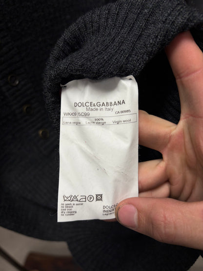 Dolce & Gabbana Grey Henley Wool Long Sleeve Shirt