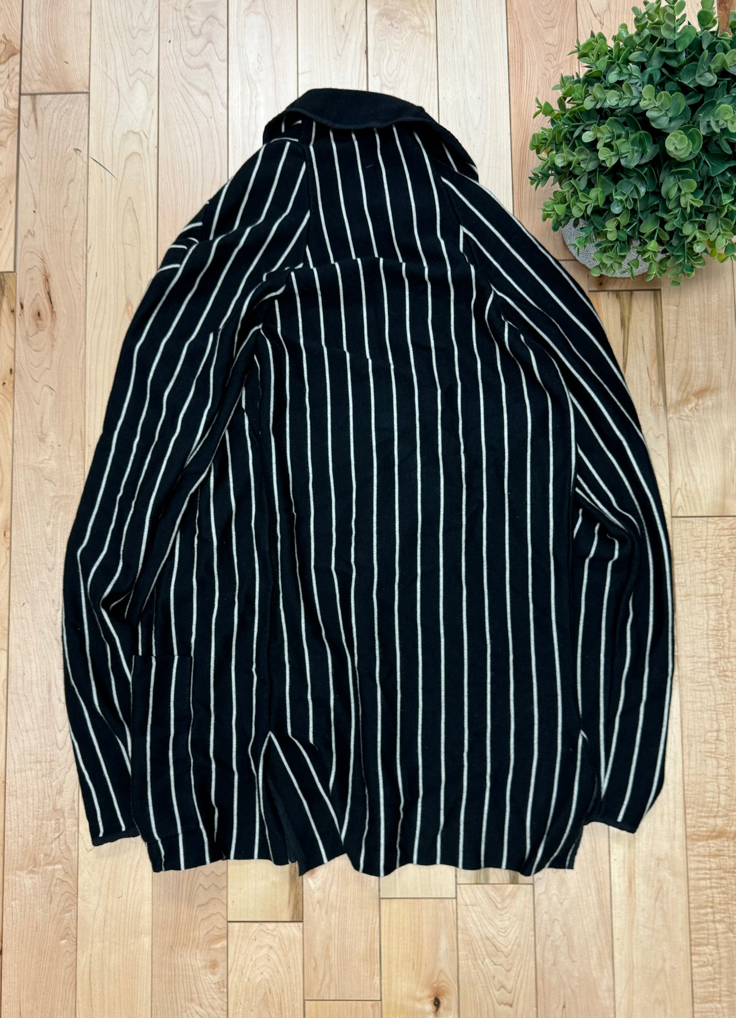 Haider Ackermann Black/White Striped Wool Cardigan