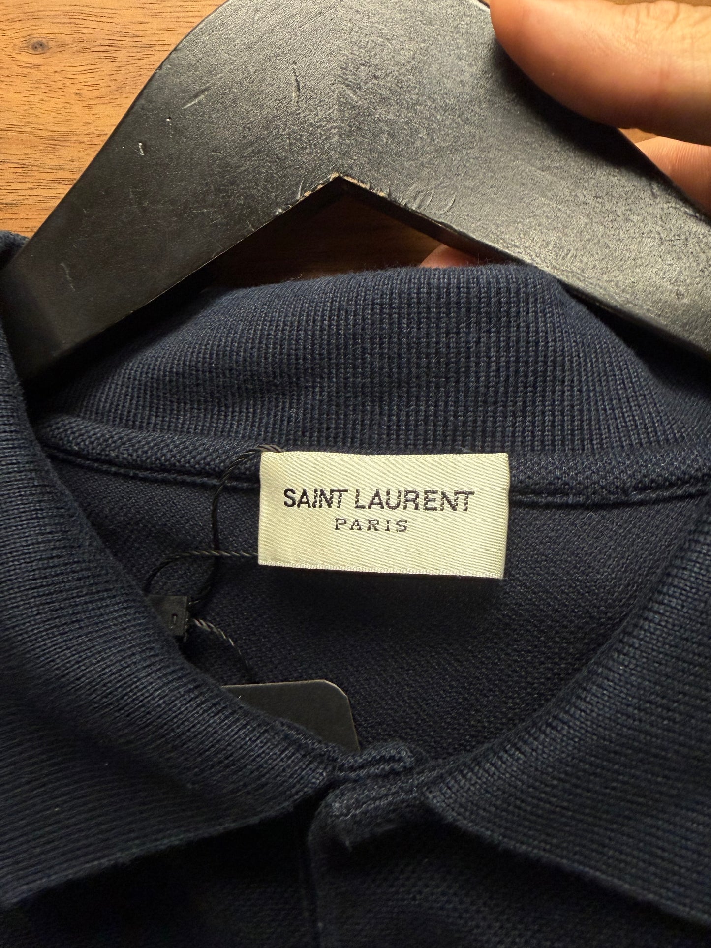 2019 Saint Laurent ‘YSL’ Embroidered Logo Polo