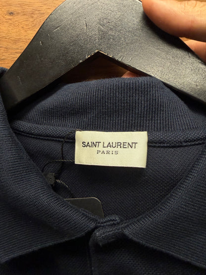 2019 Saint Laurent ‘YSL’ Embroidered Logo Polo