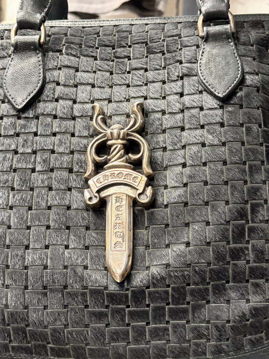 Chrome Hearts Woven Pony Hair ‘Slouchy Mo’ Massive Dagger Black Handbag