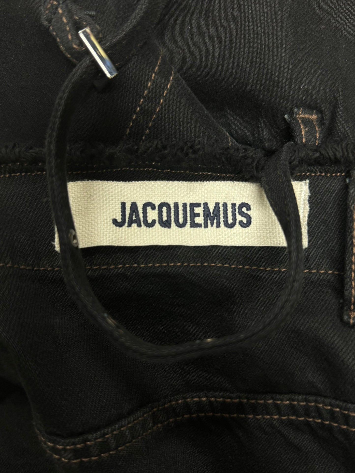 Jacquemus Belted Waist Wide Leg Black Denim