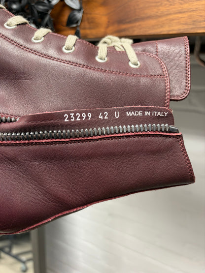 Rick Owens Oxblood Leather/Translucent Sole ‘Ramones’ High Top Sneakers