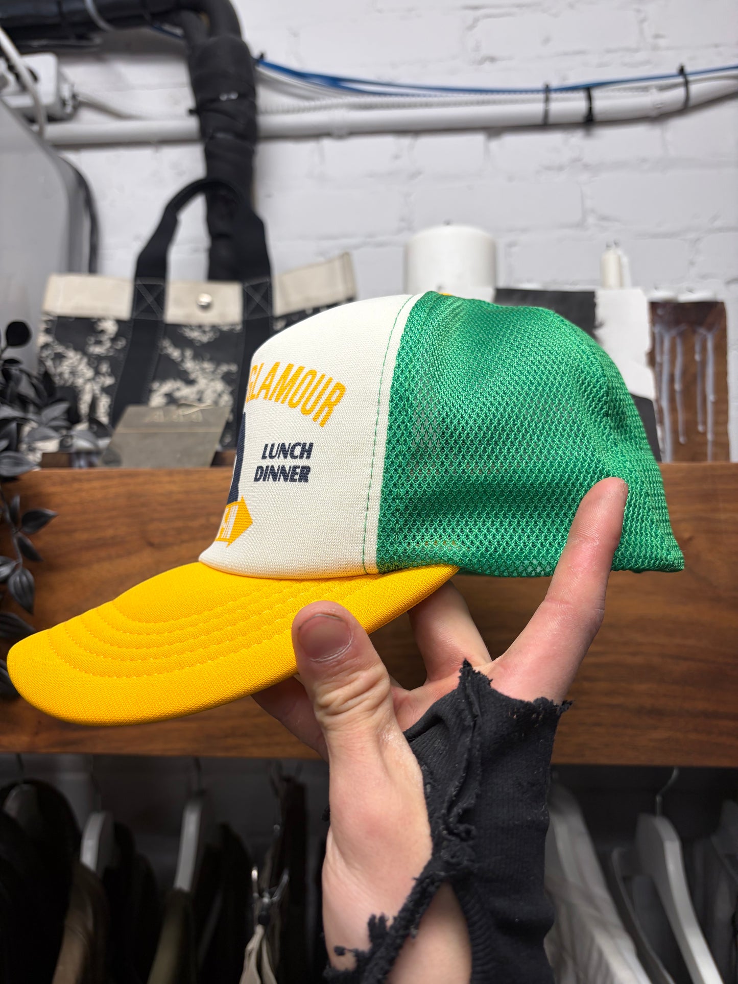 Hysteric Glamour ‘Drive In Theatre’ Yellow/Green Mesh Trucker Hat