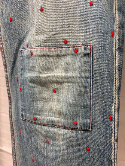 SS2002 Undercover ‘Illusion of Haze’ Repaired Blue Flared Leg Denim