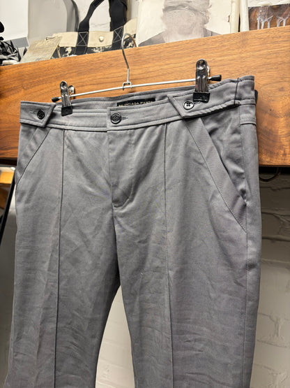 2000s Balenciaga by Nicholas Ghesquiere Pleated Grey Flared Leg Pants
