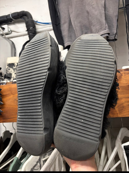 Rick Owens ‘Abstract’ Black Faux Fur Shag High Top Sneakers