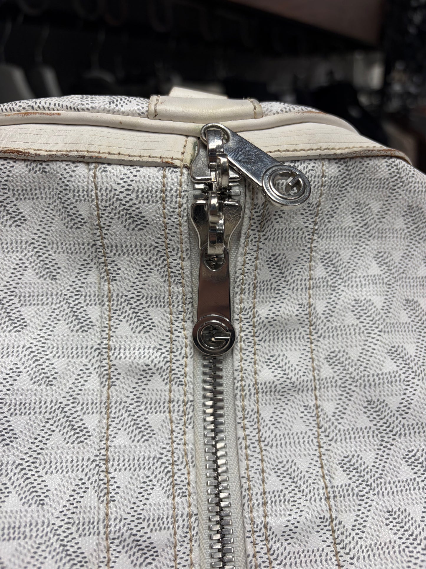 Goyard White Leather ‘Goyardine’ 62 Extra Large Duffle Bag