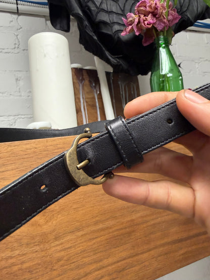 Saint Laurent Woven Black/Brown Thin Leather Belt