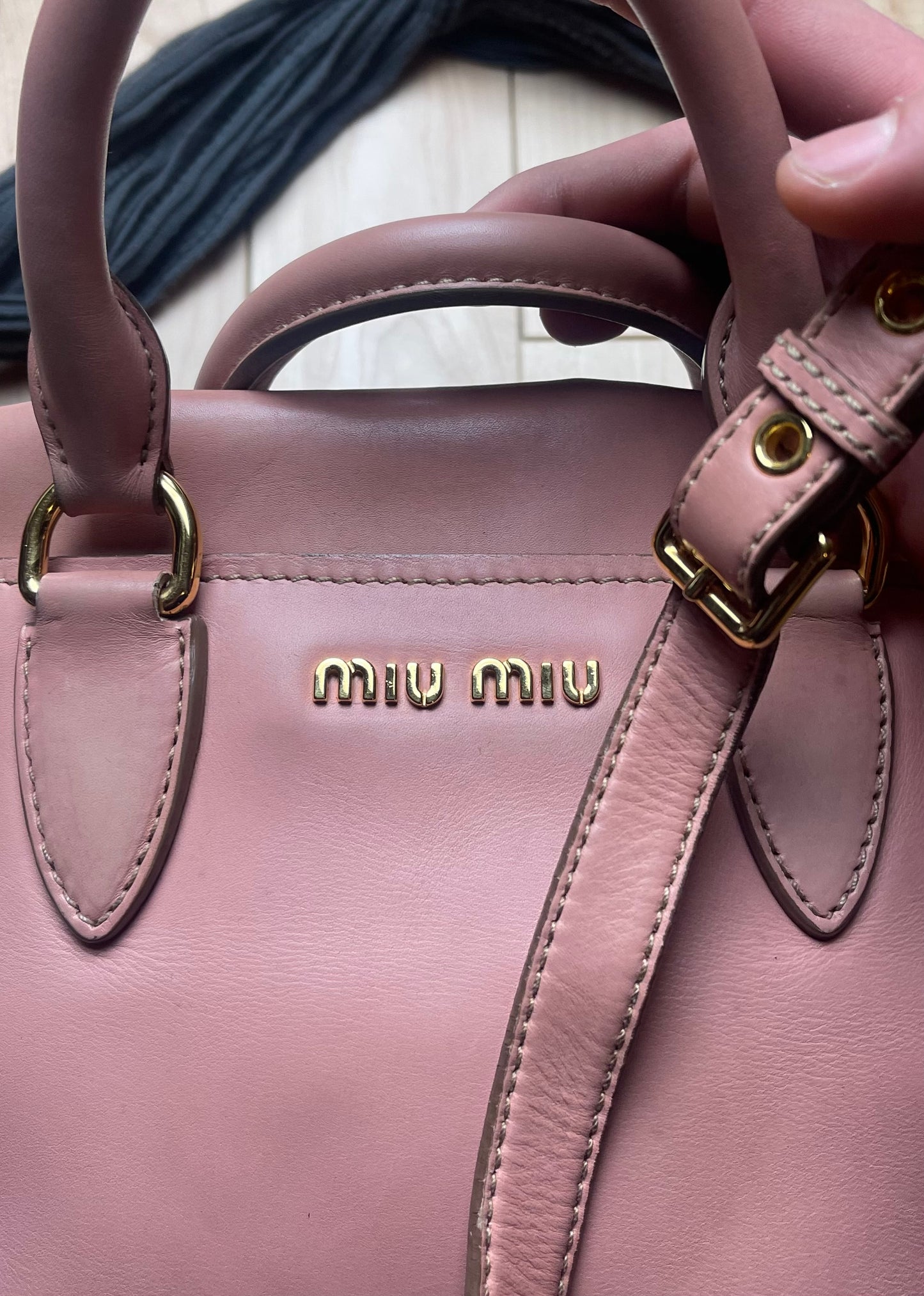 Miu Miu Pink Leather Full Size Crossbody/Top Handle Bag