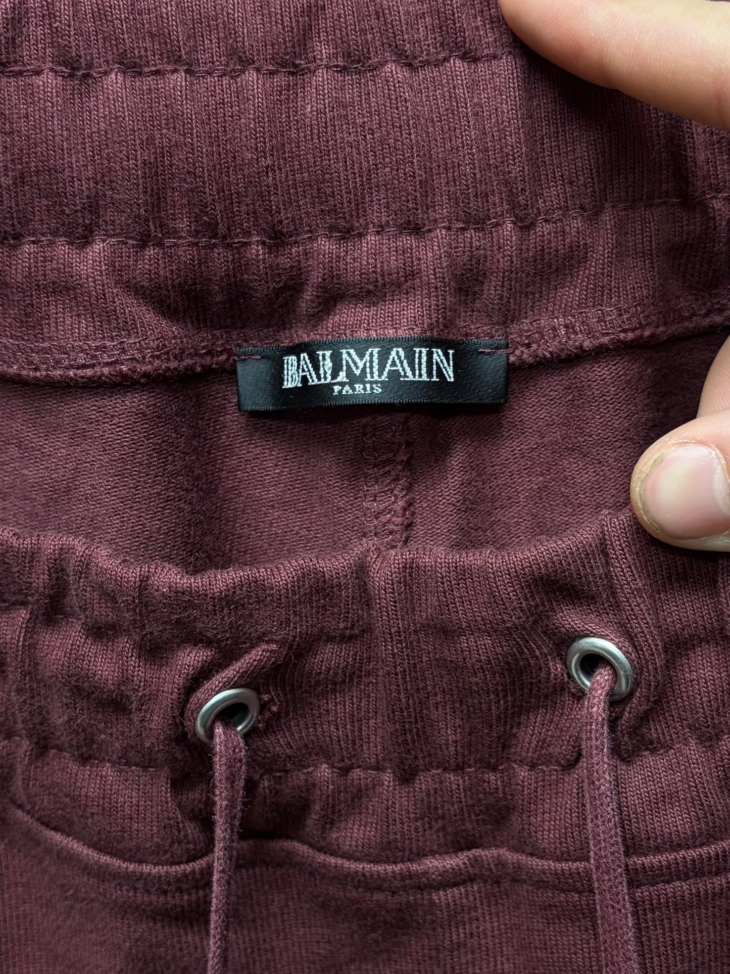 Balmain Oxblood Red Biker Sweatpants