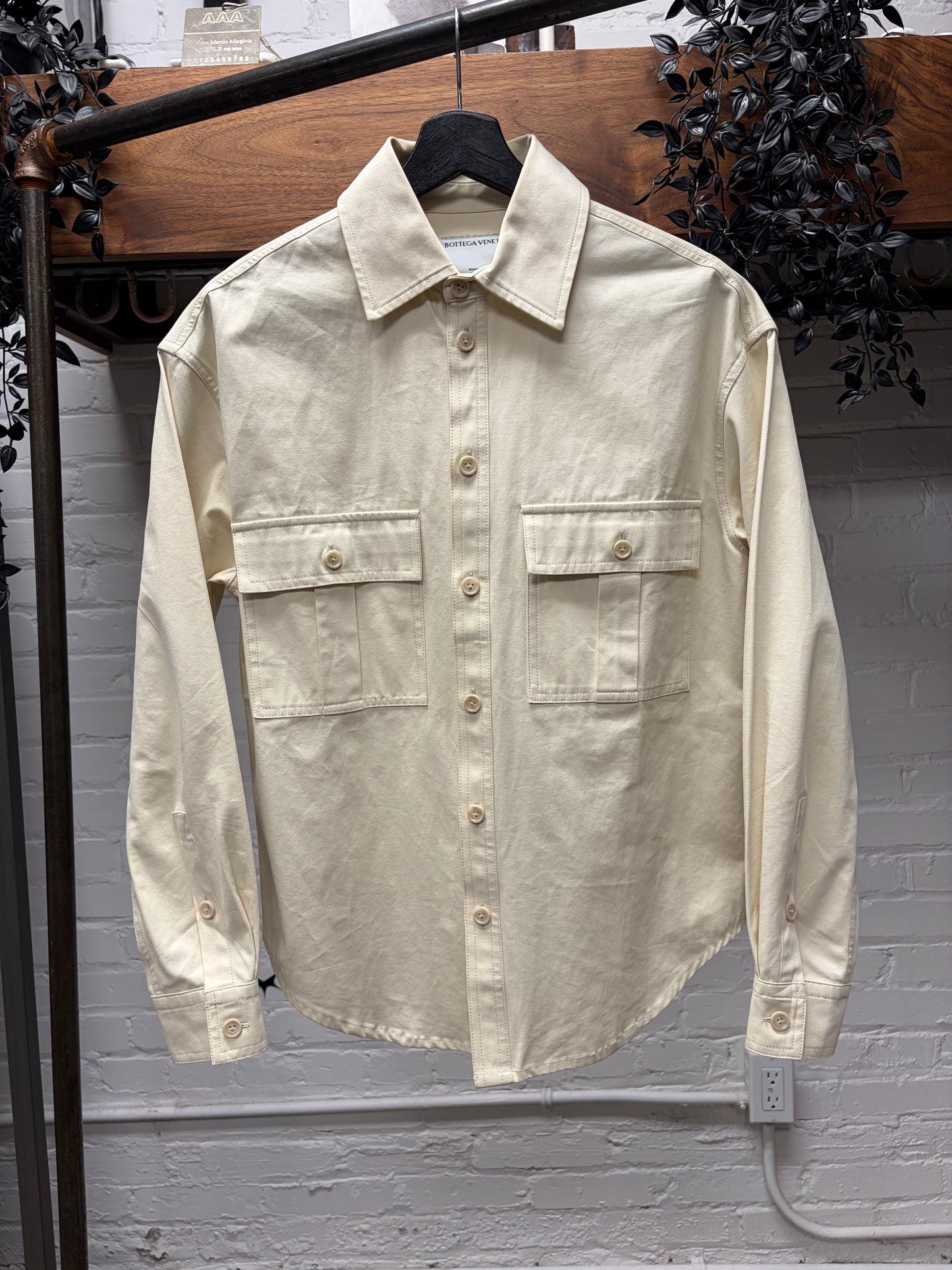 Bottega Veneta Cream White Cotton Utility Shirt