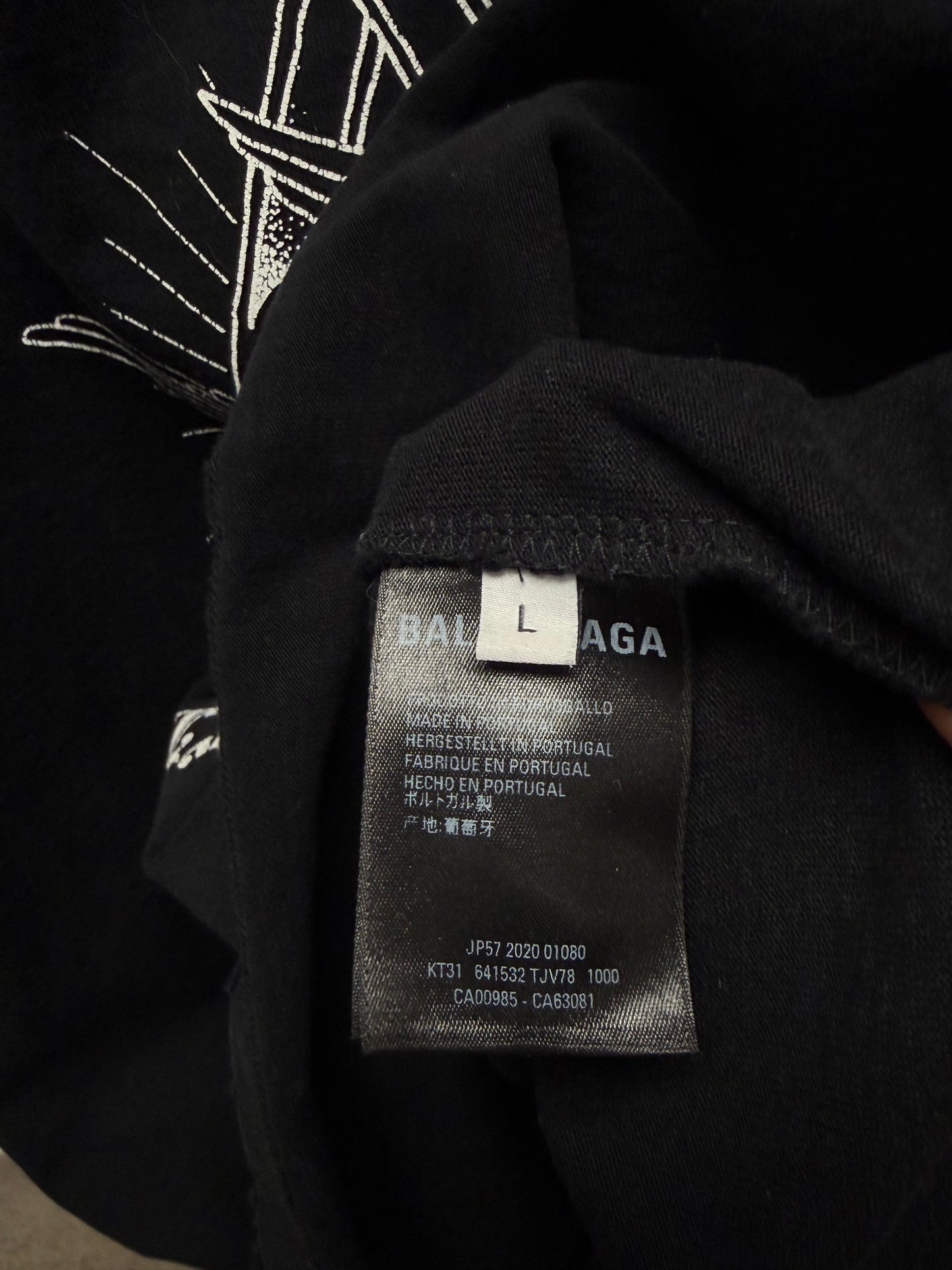 2020 Balenciaga ‘Free Your Mind’ Distressed Black Oversized T-Shirt