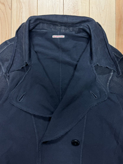 Kapital Raw Hem Overdyed Blue Cotton Coat