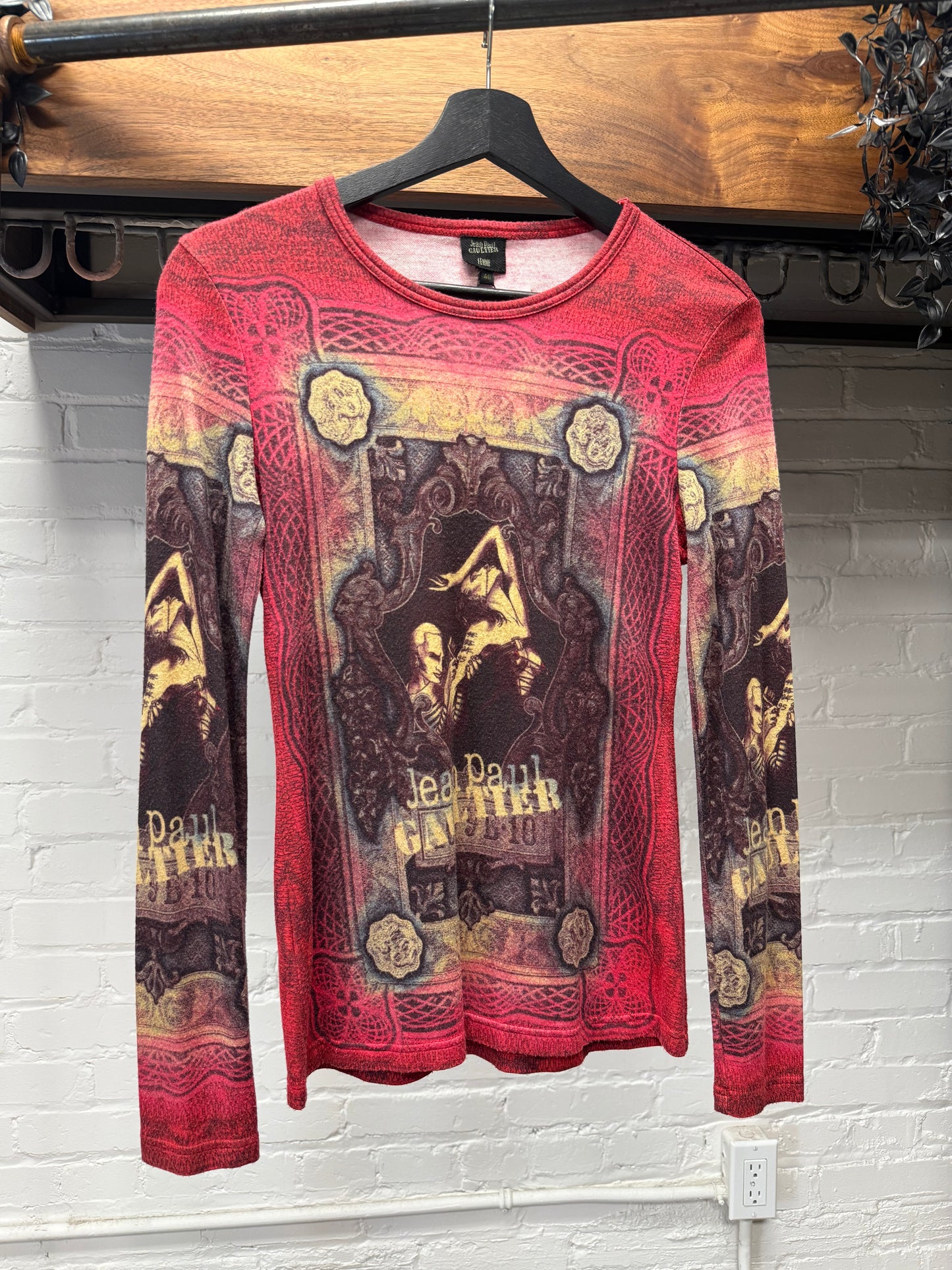 AW1995 Jean Paul Gaultier ‘Portrait’ Red/Long Mesh Long Sleeve Shirt