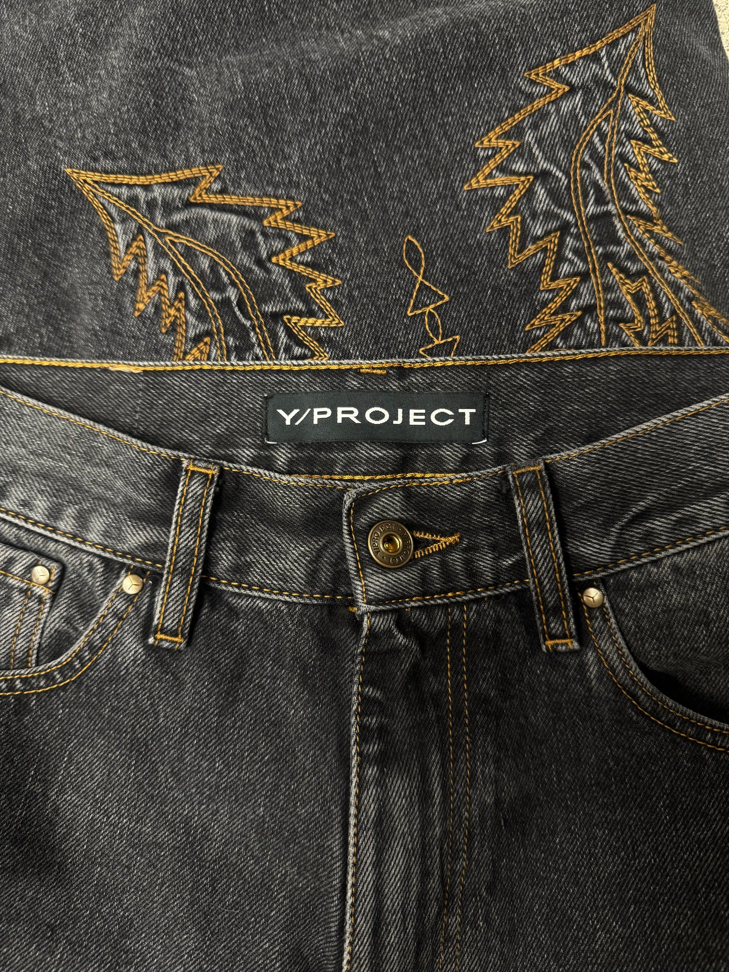 Y-Project ‘Cowboy’ Washed Black Detachable Denim