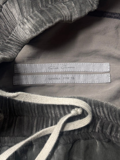 AW2015 Rick Owens ‘Sphinx’ Dark Dust’ Velour Drop Crotch Shorts