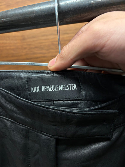Ann Demeulemeester Black Leather Slim Cut Trousers