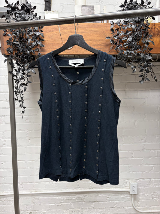 Vintage Yves Saint Laurent ‘Rive Gauche’ Studded Black Sleeveless Top