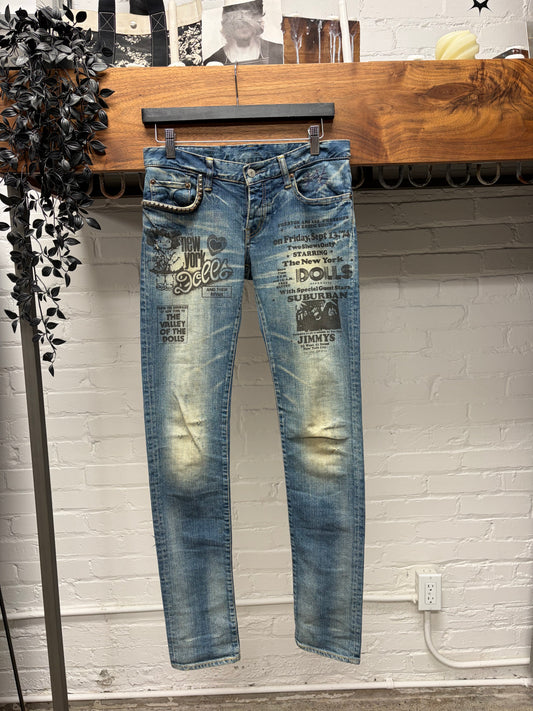 Hysteric Glamour ‘New York Dolls’ Studded Blue Skinny Jeans