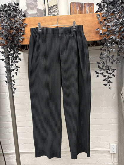 Issey Miyake Homme Plisse Pleated Black Straight Cut Trousers
