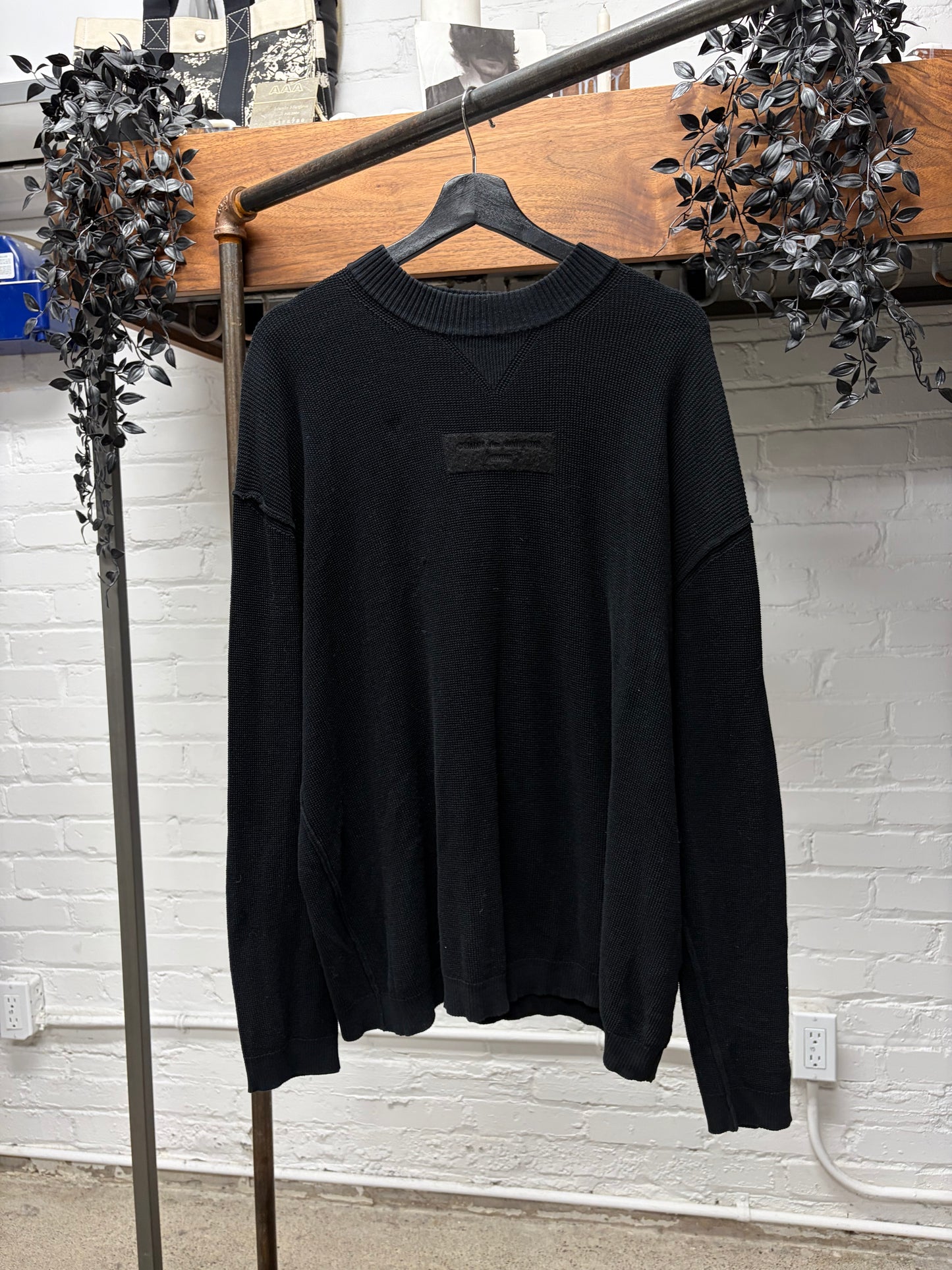 2023 Comme Des Garçons Homme Black ‘Patch Logo’ Knit Sweater