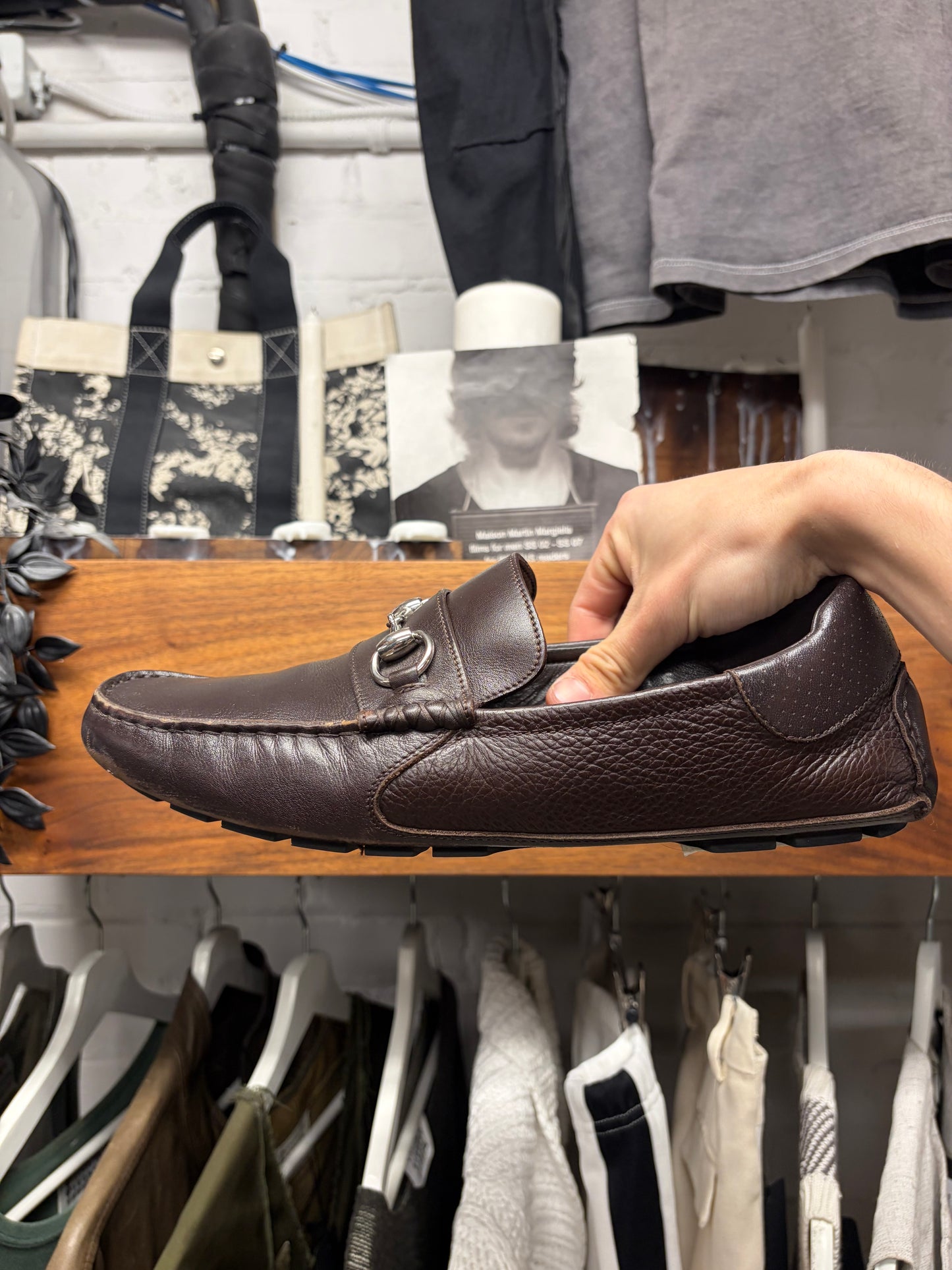 2000s Gucci Leather ‘Horsebit’ Brown Leather Driving Loafers