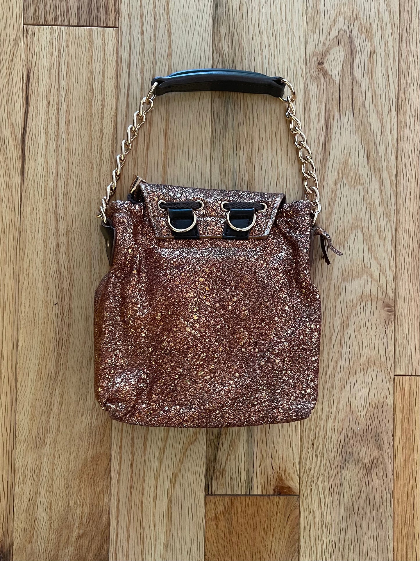 Balenciaga Mini Clutch Bronze Glitter Backpack Bag